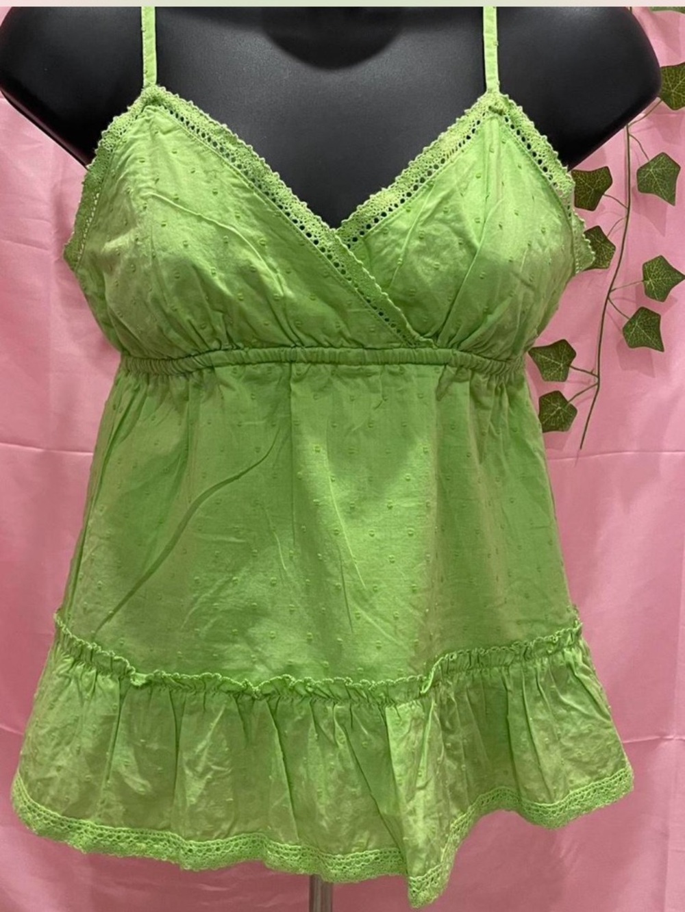 Old Navy Lime Green Lace-Trim Tank Top